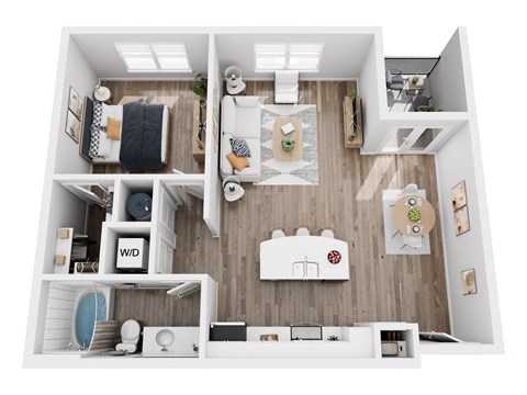 Floor plan for 1 bed, 1 bath, 786 sqft